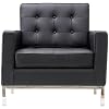 LexMod Florence Style Armchair in Black Genuine Leather