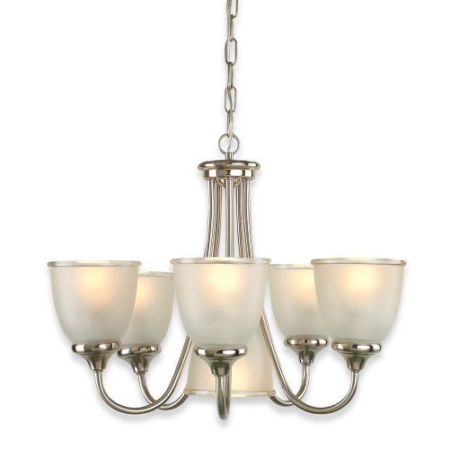 Royce Lighting 39243BLE-773 Easton Six-Light Chandelier Two Tone Nickel with Clear Edge Sandblasted Globes