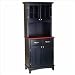 Home Styles Furniture Black Wood Buffet with Cherry Wood Top and 2-Door Hutch