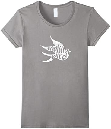 Women's Vintage Mama Bird T-Shirt - Mother's Day Gift New Mommy Medium Slate