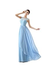 Cap Sleeves Jeweled Belted Lace  Chiffon Evening Dress/Prom Dress  With a Bow(s)