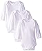 Spasilk Unisex-Baby Newborn Long Sleeve Lap Shoulder Bodysuits, 3 pack, 0-24 Months - White Bodysuits