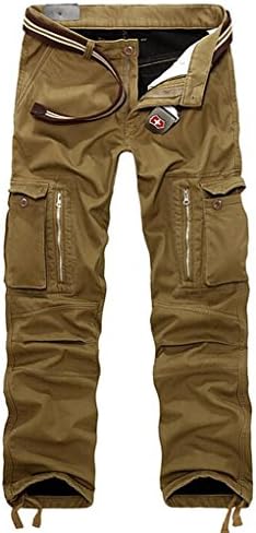 GXGSX Men's Winter warm Fleece-lined Loose Cargo Pants Casual Outdoor Trousers