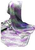 ArtisanStreet's Green & Purple Silk Satin & Batik Scarf. Features Green And Purple In A Contemporary Design. One Of A Kind. Signed By Artisan.