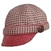 BEAUTIFUL PINK CHECKERED JOCKEY NEWSBOY HAT VELVET TRIM