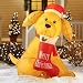 6' Golden Retreiver Christmas Lighted Airblown Inflatable Dog with Stocking Gemmy