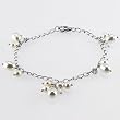 Sterling Silver Freshwater Pearl Crystal Drop Bracelet - 7 Inches