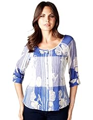 Per Una Pure Cotton Orchid Print Checked Blouse