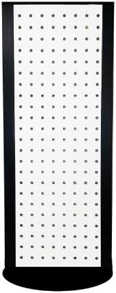 2-Sided Revolving Pegboard Countertop Display, White and Black (10x24 Inches)