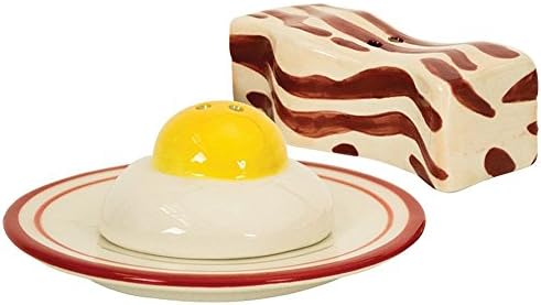 Breakfast Morning Bacon & Eggs On A Plate Novelty Salt and Pepper Shaker Set