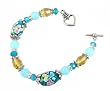 Bracelet - B49 - Handmade Lampwork and Glass Beads - Toggle Closure ~ Aqua Blue