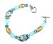 Bracelet - B49 - Handmade Lampwork and Glass Beads - Toggle Closure ~ Aqua Blue