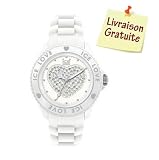 Montre Femme Quartz Blanche avec Coeur Brillant de Type 