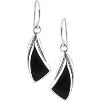 Sterling Silver Black Onyx Fancy Triangle Earrings