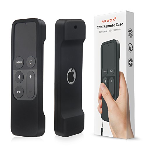 Apple TV Remote Case for Apple Tv 4th Generation, Akwox Apple TV Siri Remote Cover Case for New Apple Tv 4th Gen Remote Controller with Lanyard (Black)