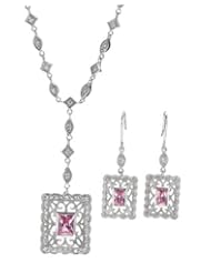 Sterling Silver Cubic Zirconias Women Jewelry Set. Length 41 in. Total Item weight 5.9 g.