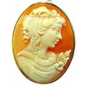 Beautiful, Romantic, Cameo Pin Pendant, Italian, 925 Sterling Silver Framed,... by cameos