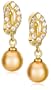 14k Gold Plated Sterling Silver Dyed Golden Freshwater Cultured Pearl with White Topaz Drop Earrings