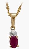 10 Karat Two-Tone Gold Ruby Gemstone & Diamond Pendant