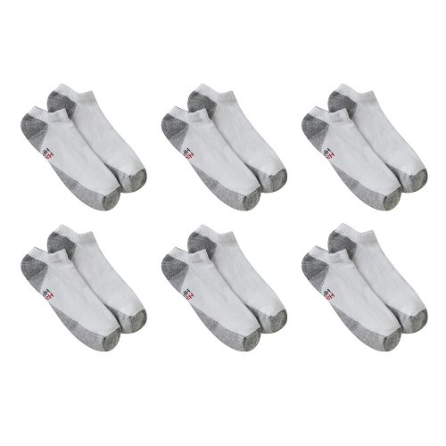 Mens Hanes&reg; Low-Cut Sock 6-pk. - White (6-12)