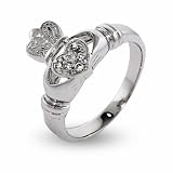 Sparkling Cubic Zirconia Sterling Silver Claddagh Ring