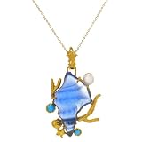 Tagliamonte - 14k Yellow Gold Seashell, Turquoise and Freshwater Cultured Pearl Pendant, 18''