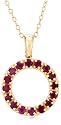 Yellow Gold Overlay Sterling Silver Open Circle Ruby Pendant w/ Diamond Accents, 18"