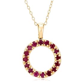 Yellow Gold Overlay Sterling Silver Open Circle Ruby Pendant w  Diamond... by Amazon.com Collection