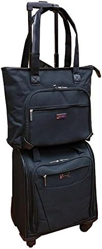 Chocolate Ny 2 Piece Carry on Luggage W Computer Tote Black