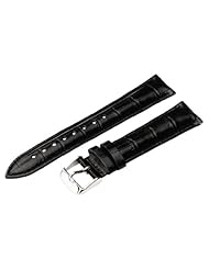 18mm Black Classic Croco Grain Leather Watch Band Strap (Quick Release Pins!) with Stainless Steel Buckle - Fits All Watches!!!
