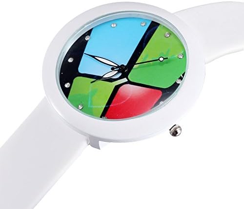 Women Fashion Sport Diamond Round Quartz White Watch