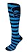 MOXY Socks Black and Cobalt Blue Striped Skull Fitness Deadlift Knee-High Socks