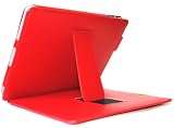 Apple Ipad Tablet Red Solid Color Book Style Leather Kick Stand Case with Adjustible Viewing Angle and Magnetic Closure Clasp