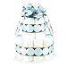 New Baby Boy Diaper Cake - 2-Tier - Blue Polka Dots on Brown Ribbon - Great Baby Shower Gift Idea or Table Centerpiece