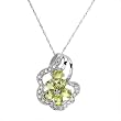 Necklace With 1.35ctw Precious Stones - Genuine Diamonds and Peridots Beautifully Designed in White Gold Length 18in