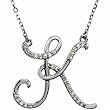 14k White Gold Lovely K Initial Diamond Necklace