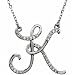 14k White Gold Lovely K Initial Diamond Necklace