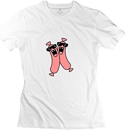 TTshirts Women's T-shirt Cool Sausages Wear Sunglasses Size S White