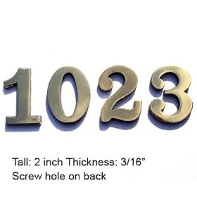 BOLTON House Numbers Solid Brass Available 0-9 Price Is For One Number Please Send Us An Email To Let Us Know What Numbers You Need