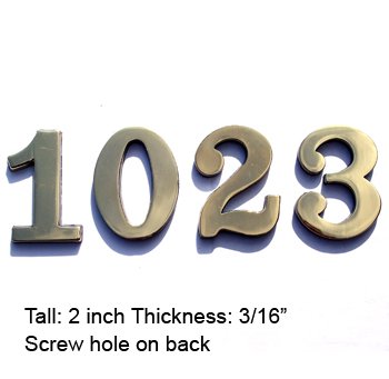 BOLTON House Numbers Solid Brass Available 0-9 Price Is For One Number Please Send Us An Email To Let Us Know What Numbers You Need