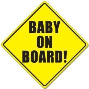 Baby Safety Sign: "BABY ON BOARD", with suction disk. (Color: Black letters on Yellow background)