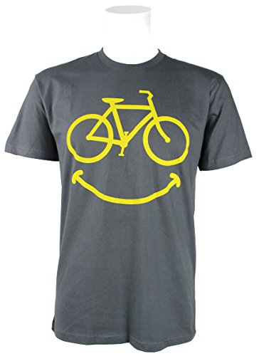 Smiley Bike Grey with Yellow Graphics Cycling T-shirt