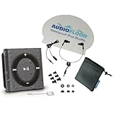 Waterproof Apple iPod Shuffle by AudioFlood with True Short Cord Headphones - Highest Rated Waterproof MP3 Player on Amazon (Space Gray)