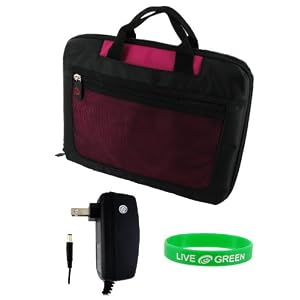 Acer Aspire One AOA150-1635 8.9-Inch Lightweight Checkpoint Friendly Netbook Bag with Home Wall Charger - Magenta Black