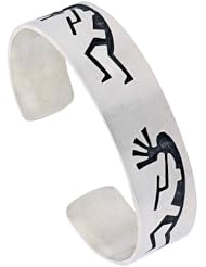 Sterling Silver HOPI Design Kokopele Cuff Bangle 5/8 inch wide,