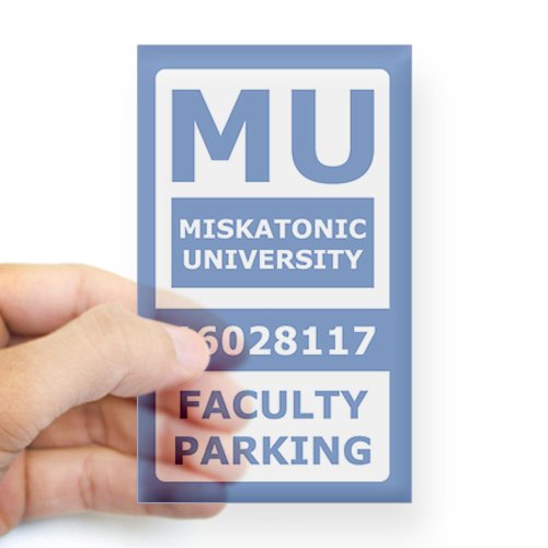 CafePress Miskatonic University Parking Pass Faculty Sticker Rectangle - Standard Clear