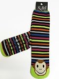 Tubular Monkey Stripe Non-Skid Slipper Socks by K. Bell
