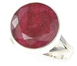 925 Sterling Silver Created RUBY Ring, Size 7.75, 4.95g