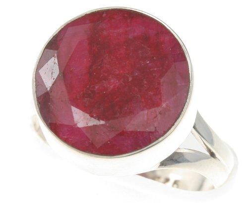 925 Sterling Silver Created RUBY Ring, Size 7.75, 4.95g