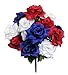Admired By Nature GPB293-RD/WT/BL 12 Stems Veined Satin Bush, RD/WT/BL_Rose, Piece